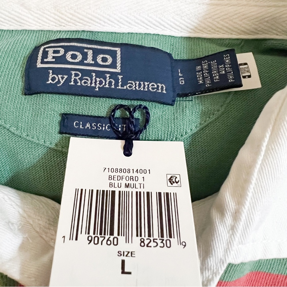POLO RALPH LAUREN Blue Multi Classic Fit Striped Iconic Rugby Shirt🔥🔥🔥 - Picture 13 of 16